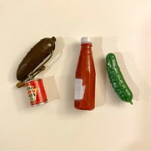 VINTAGE HEINZ SOUP Can Charm & Pickle Pin and 2012 Ketchup and Pickle Pin